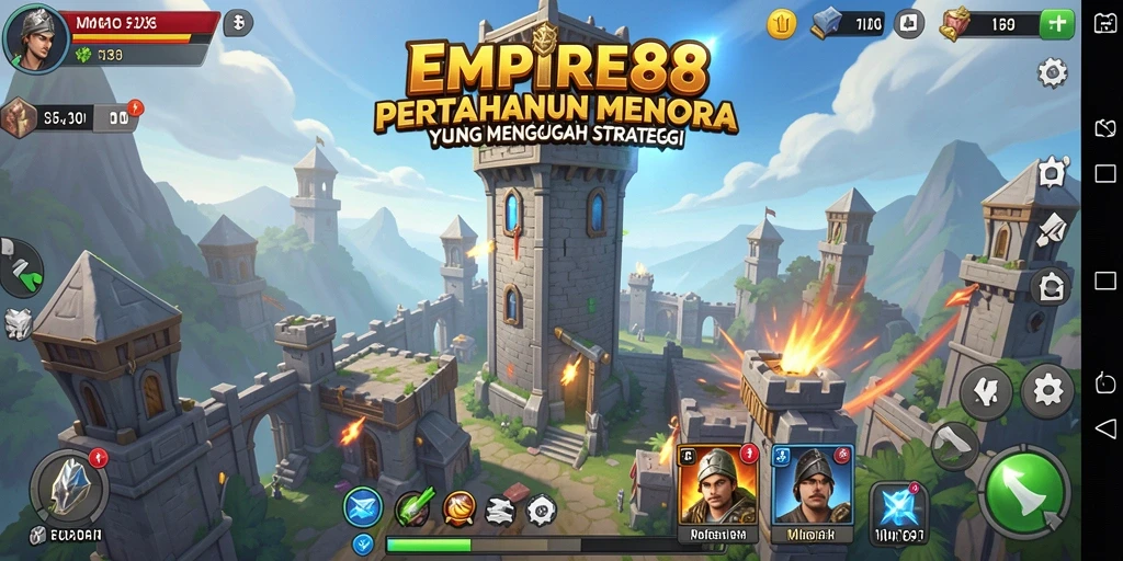 Screenshot utama EMPIRE88 yang menunjukkan aksi menara pertahanan yang seru.