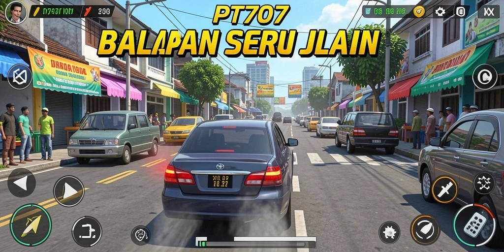 Gameplay balapan seru di PT707 dengan trek yang menantang.