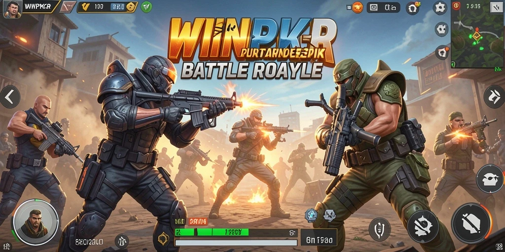 Tangkapan layar WINPKR menampilkan pertarungan seru di arena Battle Royale.